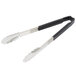 A pair of Vollrath stainless steel tongs with black Kool Touch handles.