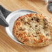 A cheese pizza on a Choice 8" aluminum coupe pizza pan.