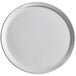 A Choice aluminum coupe pizza pan with a round rim on a white background.