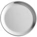 A close-up of a silver Choice 6" Aluminum Coupe Pizza Pan.