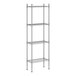 A wireframe of a Regency stainless steel shelf kit with four shelves.