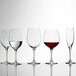 A group of Stolzle Bordeaux wine glasses on a white background.