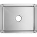 A white square stainless steel sink bowl with a circle in the middle.