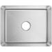 A white rectangular stainless steel sink bowl with a hole in the center.