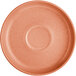 An Acopa Terra Cotta saucer with a rimmed edge.