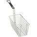 A Main Street Equipment stainless steel fryer basket with a handle.