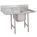 A stainless steel Advance Tabco one compartment pot sink with two drainboards.