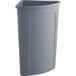 A Lavex gray plastic trash can with a lid.