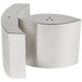An American Metalcraft stainless steel salt and pepper shaker set with a curved edge.