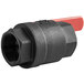 An Avantco black and red drain valve with a red handle.