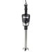 A black and silver Waring immersion blender.
