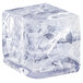 A close-up of a square ice cube.