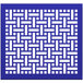 A royal blue square partition panel with a white weave pattern.