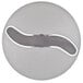 A white and silver circular Hobart #12 adjustable slicing plate with a curved design inside.