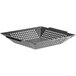 A square black metal Mr. Bar-B-Q grill basket with holes in it.