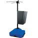 A black rectangular pedestal stand with a blue AeroGlove bucket on top.