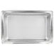 A silver rectangular water pan with a white background.