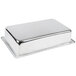 A silver rectangular Vollrath water pan with a lid.