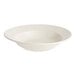 An ivory stoneware soup bowl with a wide rim and rolled edge on a white background.