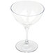 A GET Social Club clear Tritan plastic martini glass with a stem.