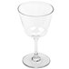 A clear GET Social Club Tritan plastic cocktail glass with a stem.