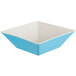 A blue and white square GET Seabreeze melamine bowl.