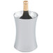 A Vollrath silver double wall insulated wine cooler holding a bottle of wine.
