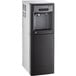 A black and white Follett 7 Series freestanding ice maker and water dispenser with a water dispenser.