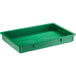 A green rectangular plastic tray with a white handle.