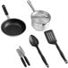 A 6-piece hotel kitchen cooking kit including a pan, spatula, and spoon.