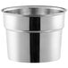 A stainless steel Choice malt cup collar with a black handle.