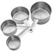 A set of three stainless steel measuring cups.