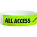 A close up of a green and white Carnival King "ALL ACCESS" wristband.