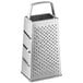 A Choice stainless steel box grater with holes.