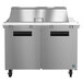 A Hoshizaki stainless steel sandwich prep table with two doors.