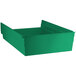 A green plastic Regency shelf bin.