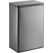 A small rectangular Rubbermaid charcoal stainless steel step-on trash can with a lid.