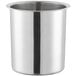 A silver stainless steel Choice Bain Marie pot with a thin handle.