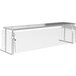 A white rectangular table with a stainless steel and glass 4 well cafeteria food shield.