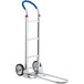 A Lavex aluminum hand truck with a blue handle.