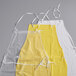A pair of yellow and white Choice lightweight vinyl aprons.