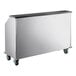 A Regency stainless steel portable bar cart with open front and speed rails.