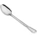 A Choice 13" solid stainless steel basting spoon with a silver handle.
