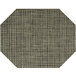 A white hexagon Front of the House Metroweave woven vinyl placemat with a basketweave pattern in olive.