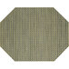 A gold Front of the House Metroweave octagon placemat with a woven pattern.