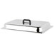 A stainless steel Vollrath Dakota chafer cover with a black handle.