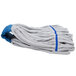 A Unger SmartColor blue heavy duty microfiber string mop head with a blue stripe.