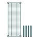 A green metal grid shelf for Regency shelving with four poles.