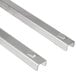 Two stainless steel Avantco shelf brackets.