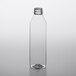 A customizable clear plastic tall square milkman bottle with a black cap.